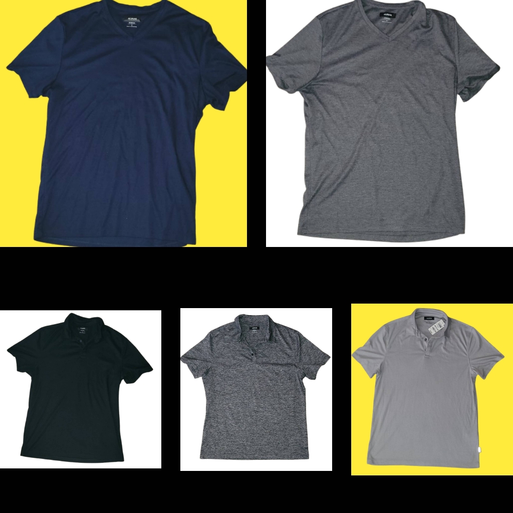 Men's Assorted Alfani Polo V-Neck Shirt Bulk Lot, 5pc, M, T-Shirts, Tops